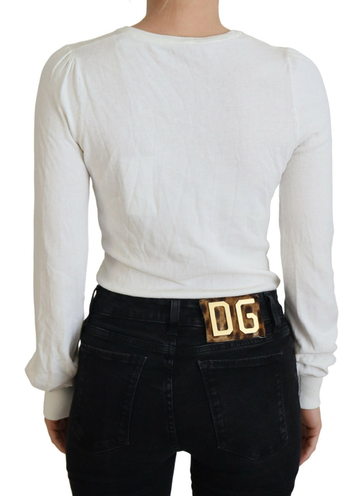 Patrizia Pepe Ivory V-Neck Long Sleeves Women Blouse Top