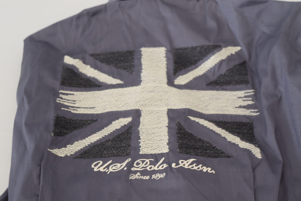 U.S. POLO ASSN. Gray Printed Long Sleeves Collared Top