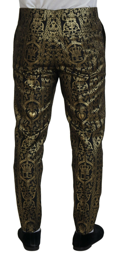Dolce & Gabbana Black Gold Jacquard Dress Trouser Pants