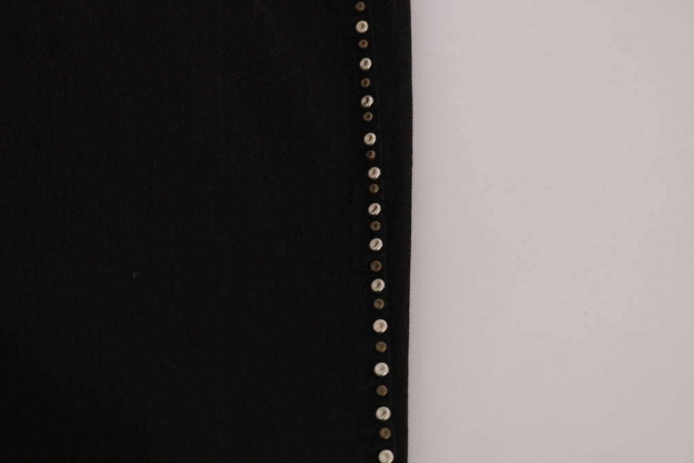 Costume National Black Embellished Mid Waist Skinny Denim Jeans