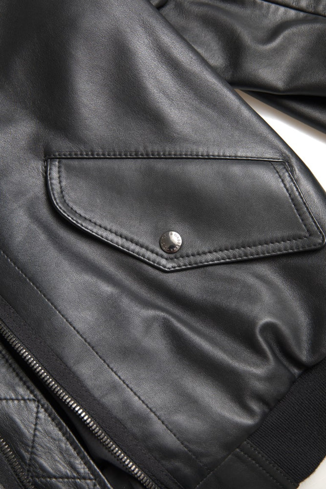 Dolce & Gabbana Black Leather Blouson Full Zip Bomber Jacket