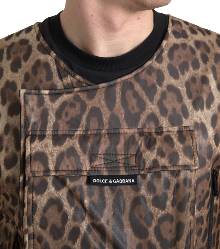 Dolce & Gabbana Brown Leopard Silk Sleeveless Sportswear