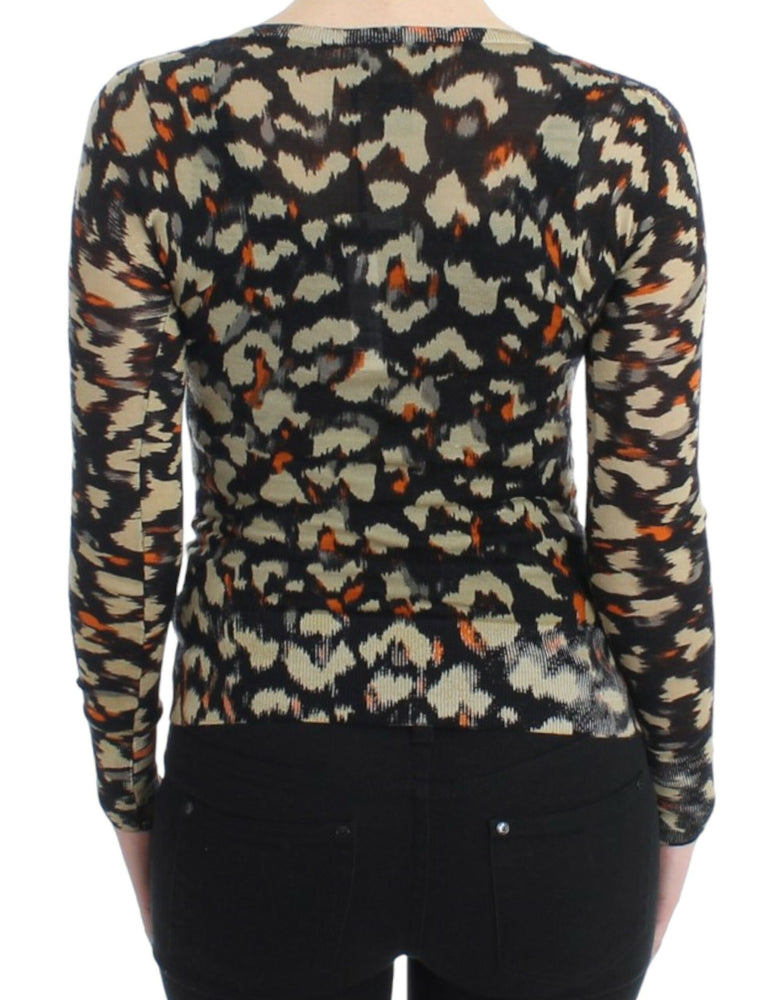 Cavalli Multicolor v-neck wool jumper