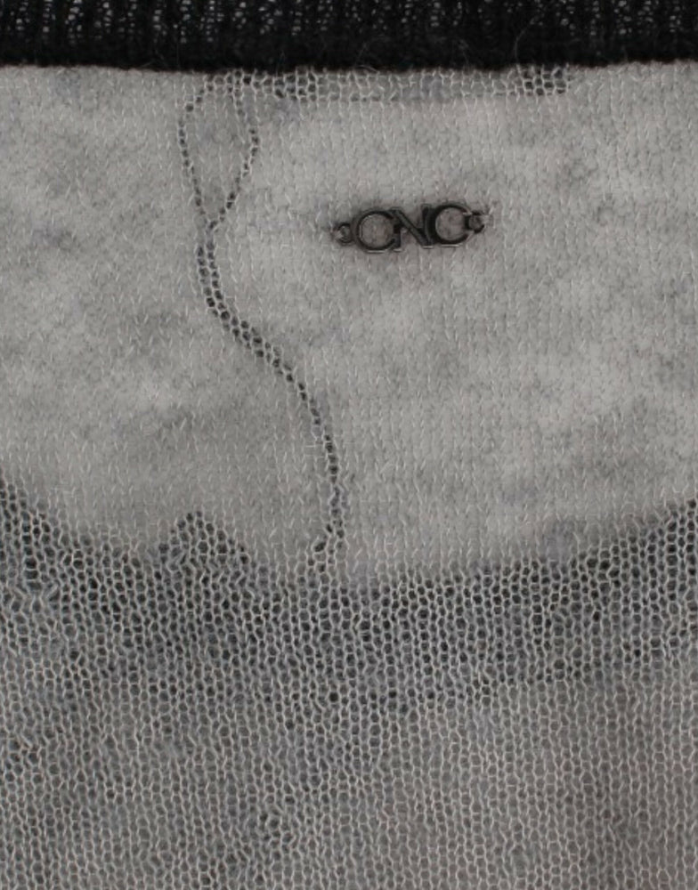 Costume National Gray embellished asymmetric sweater