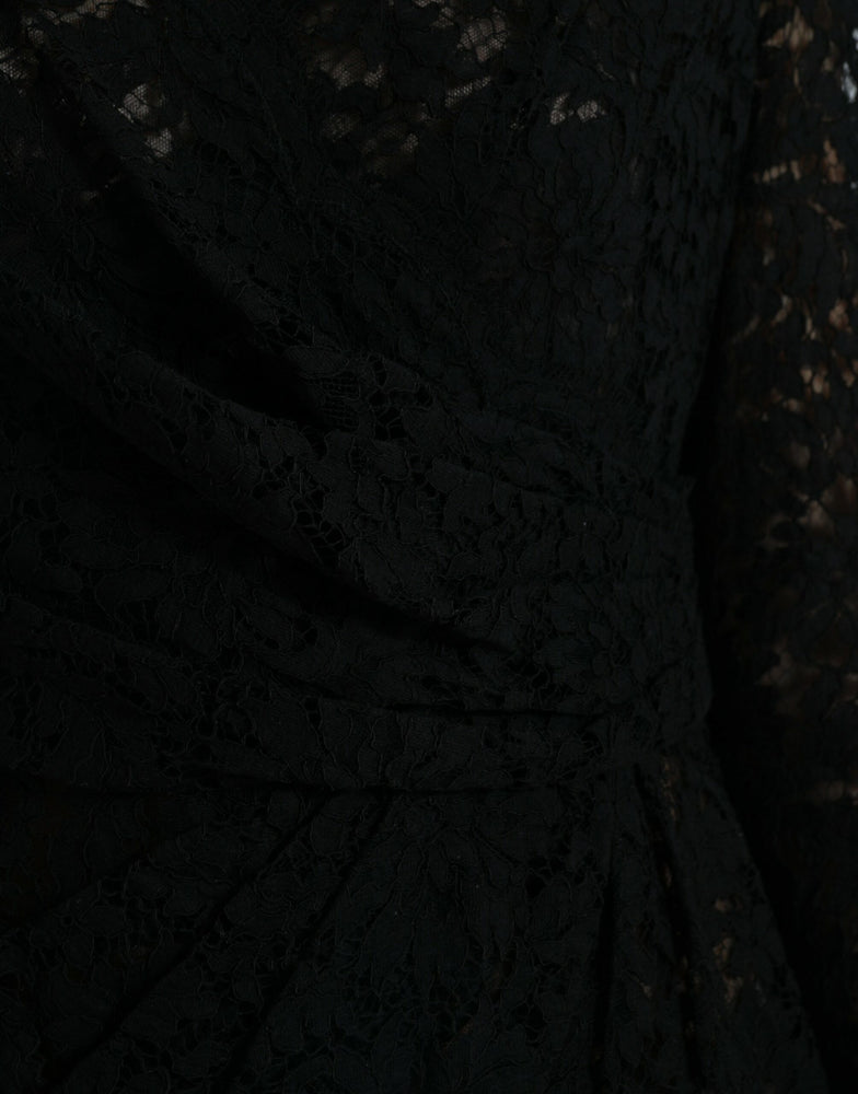 Dolce & Gabbana Black Bodycon Lace Cotton Sheath Mini Dress