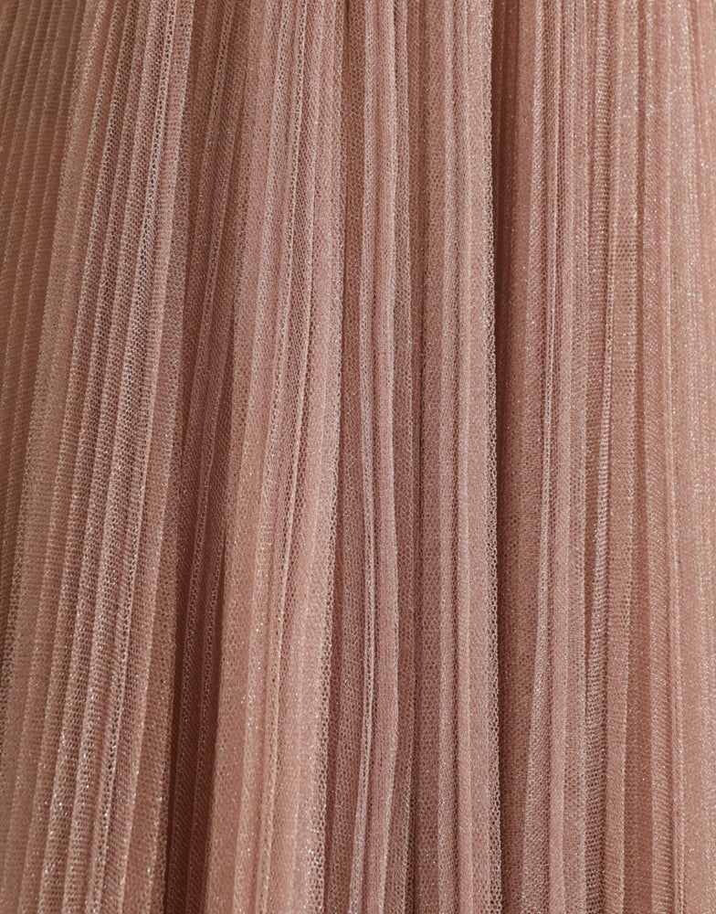 Dolce & Gabbana Pink One Shoulder Pleated Lame Tulle Dress