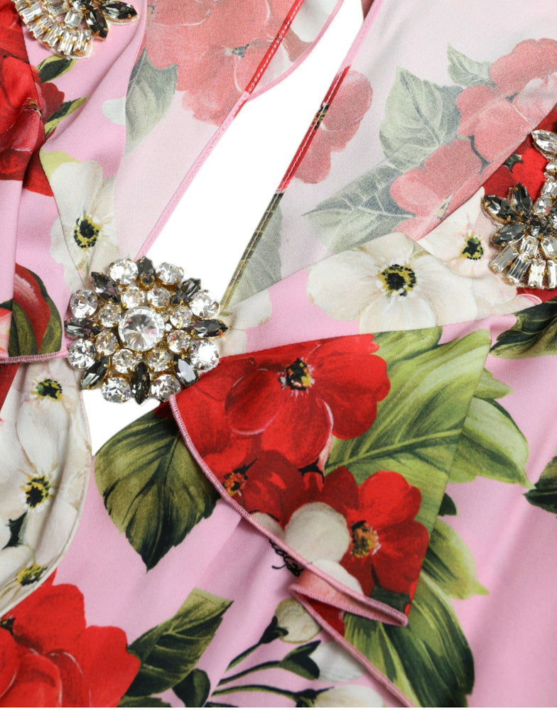 Dolce & Gabbana Multicolor Floral Crystal Embellished A-line Dress