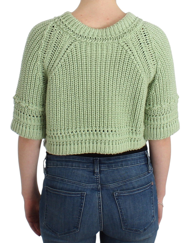 Ermanno Scervino Green Cropped Knit Sweater Knitted Jumper