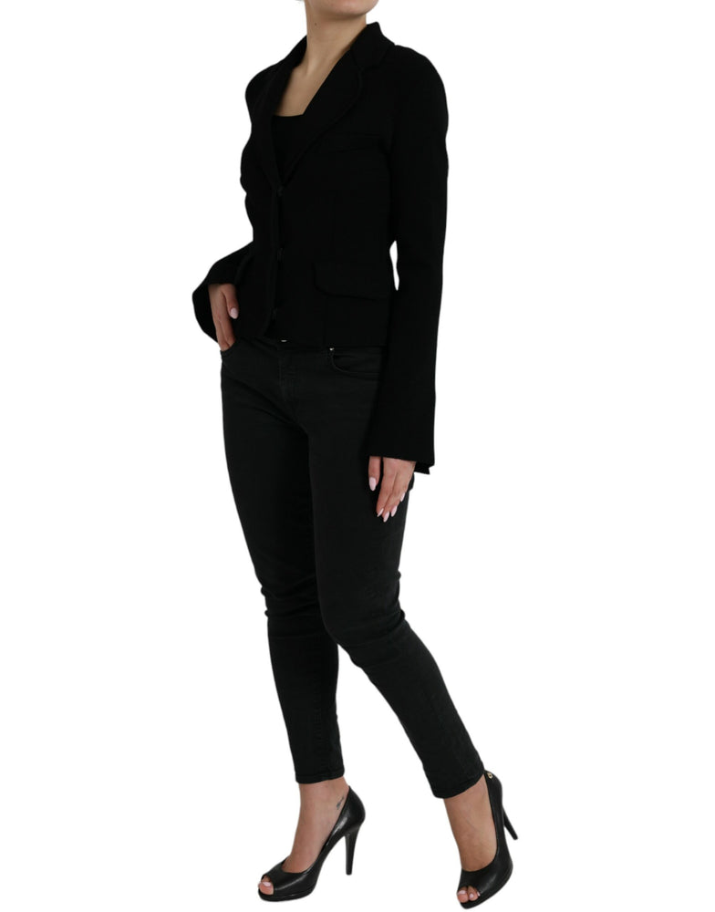 Dolce & Gabbana Black Viscose Single Breasted Blazer Jacket