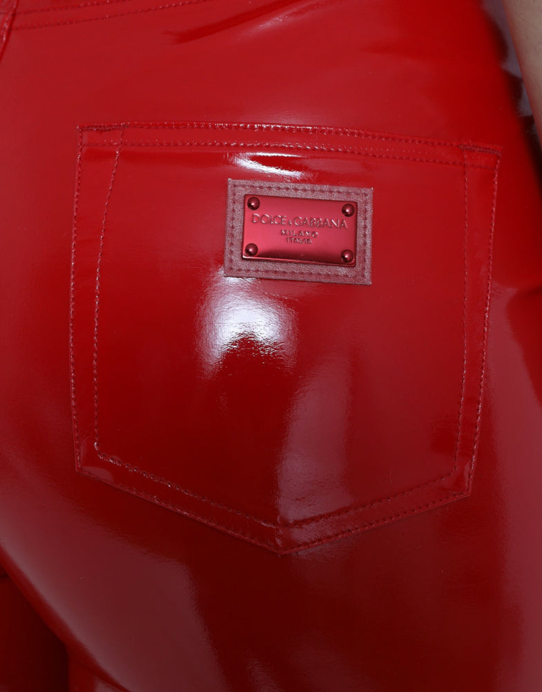 Dolce & Gabbana Shiny Red High Waist Skinny Pants