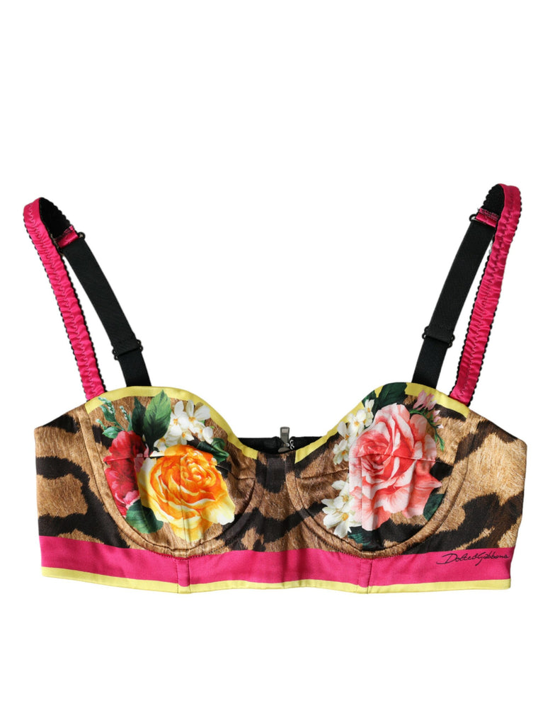 Dolce & Gabbana Multicolor Floral Sleeveless Bustier Crop Top