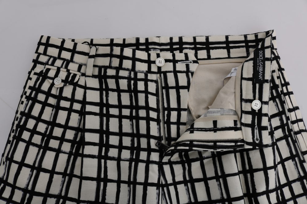 Dolce & Gabbana White Black Striped Casual Shorts