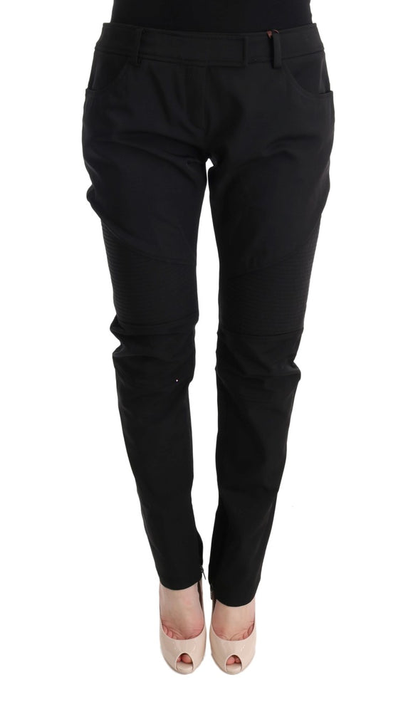 Ermanno Scervino Black Cotton Slim Fit Casual Pants