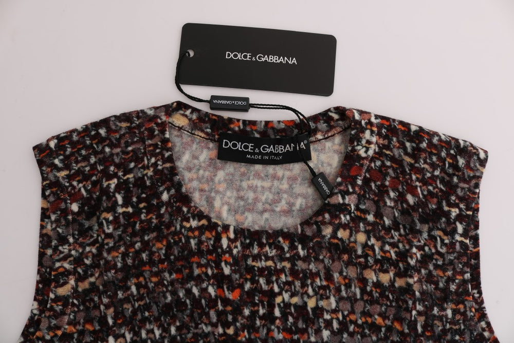 Dolce & Gabbana Multicolor Print Knit Top Wool T-shirt