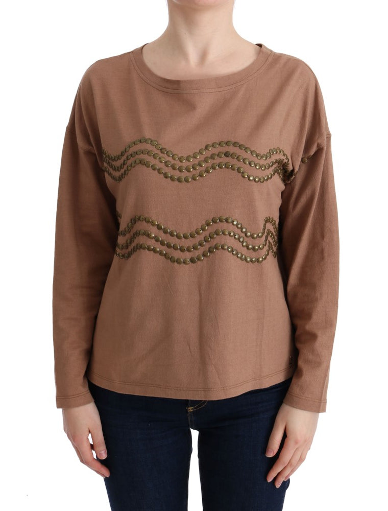 John Galliano Brown Cotton Studded Sweater