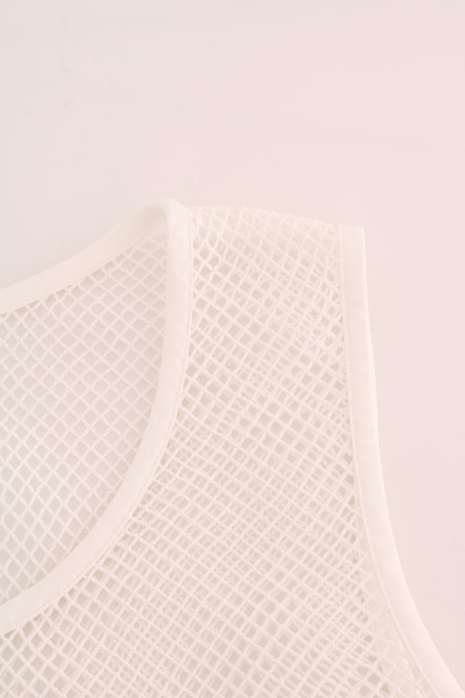 Dolce & Gabbana White Net Tank Transparent Top