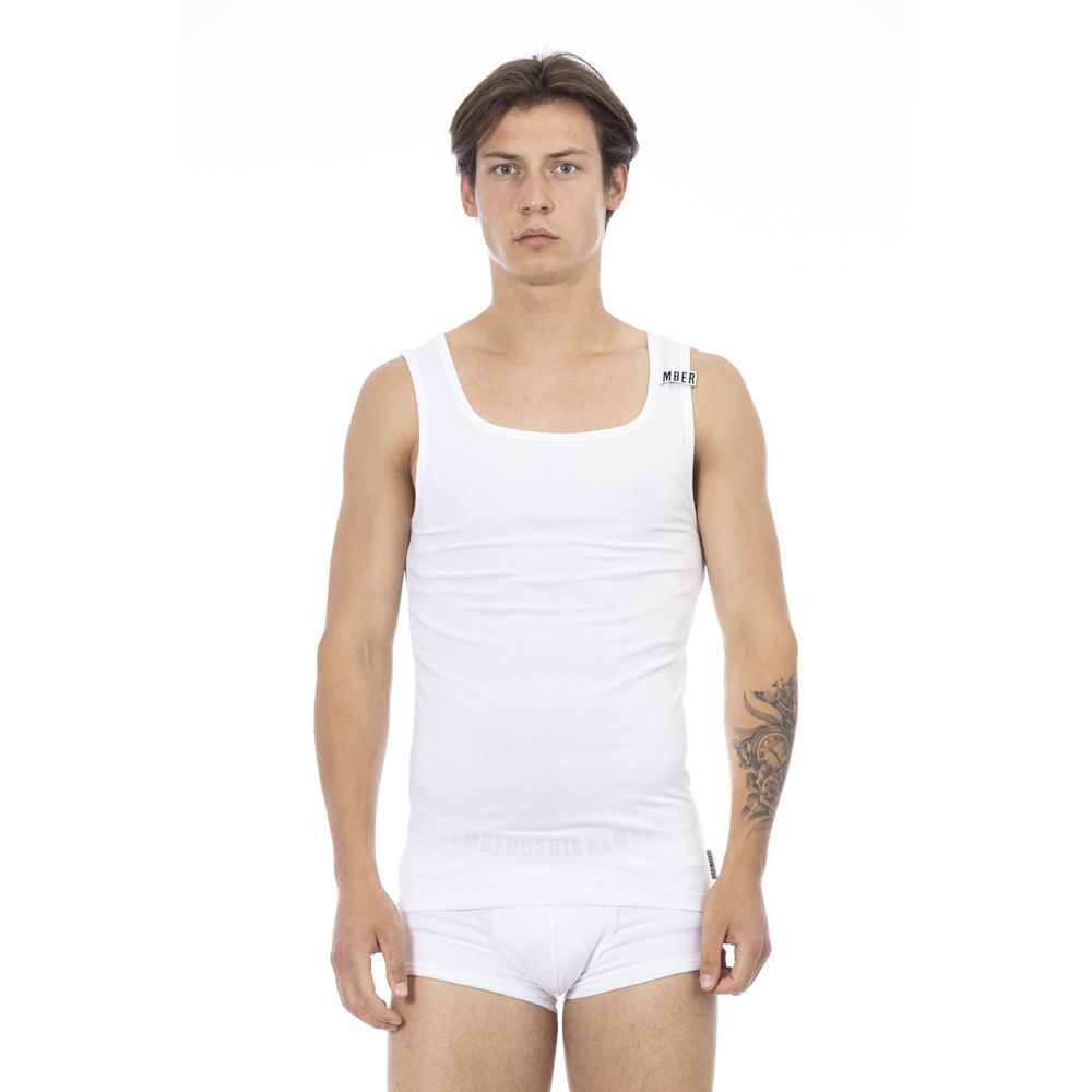 Bikkembergs White Cotton Mens Tank Top