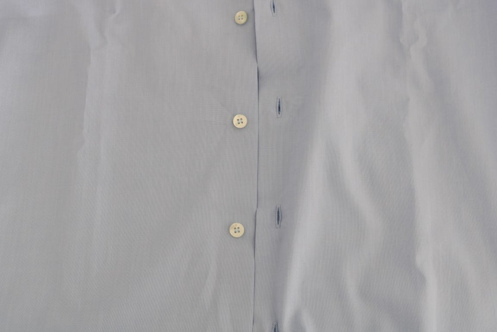 Cavalli Light Blue Cotton Slim Fit Dress Shirt
