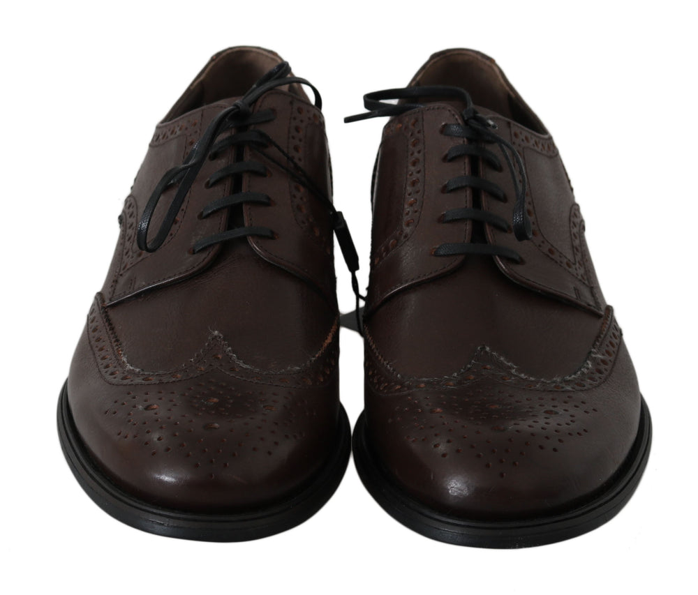 Dolce & Gabbana Brown Leather Brogue Derby Dress Shoes