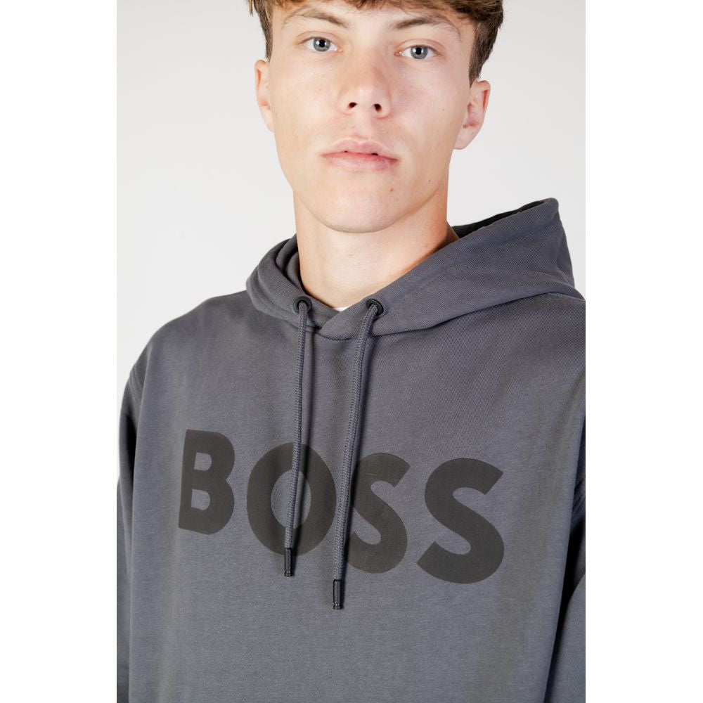 Hugo Boss Gray Cotton Hoodie