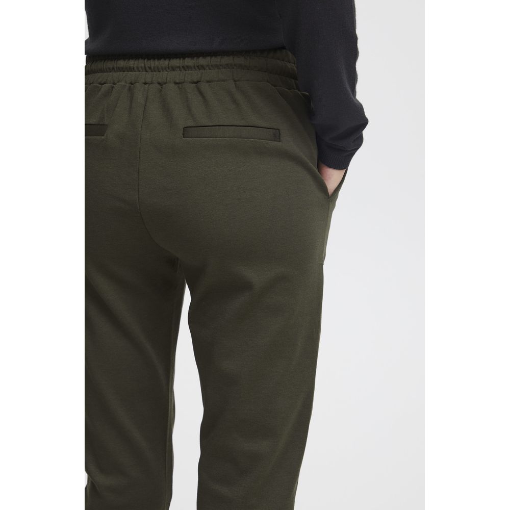 ICHI Green Polyester Casual Pants
