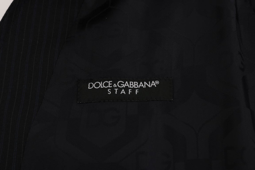 Dolce & Gabbana Black STAFF Wool Striped Vest