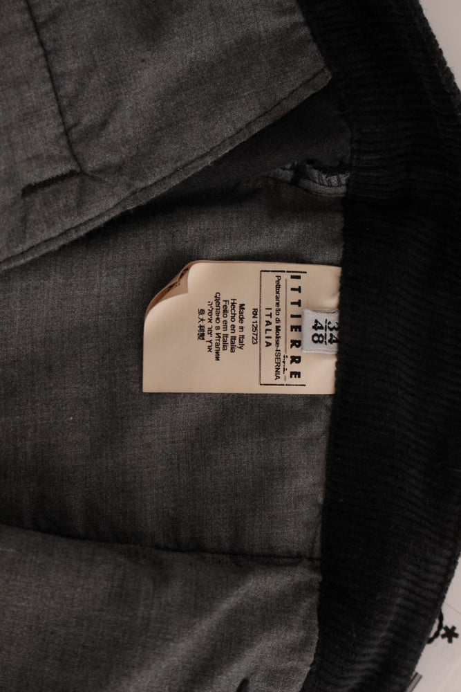 GF Ferre Black Corduroy Cotton Straight Fit Pants
