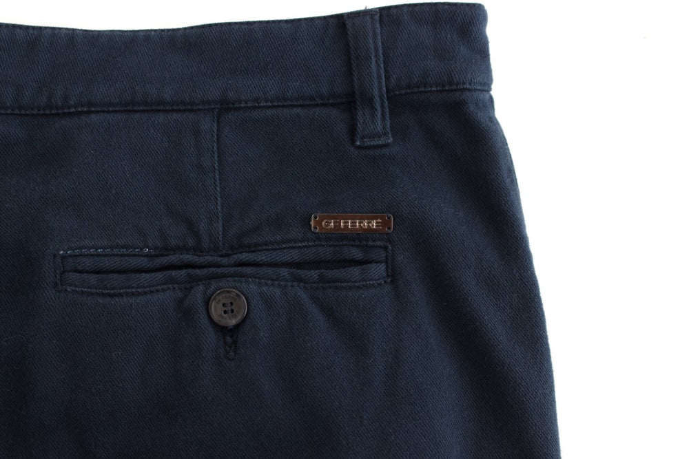 GF Ferre Blue Stretch Straight Fit Pants Chinos