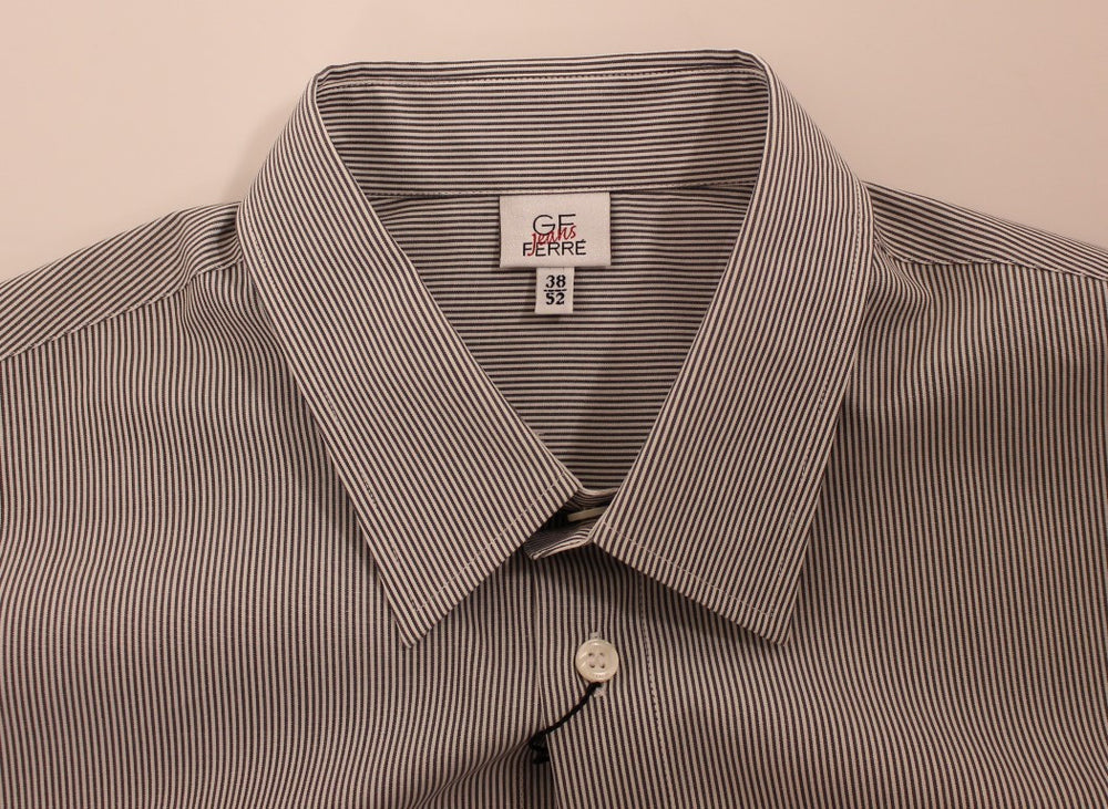 GF Ferre Gray Striped Cotton Casual Shirt