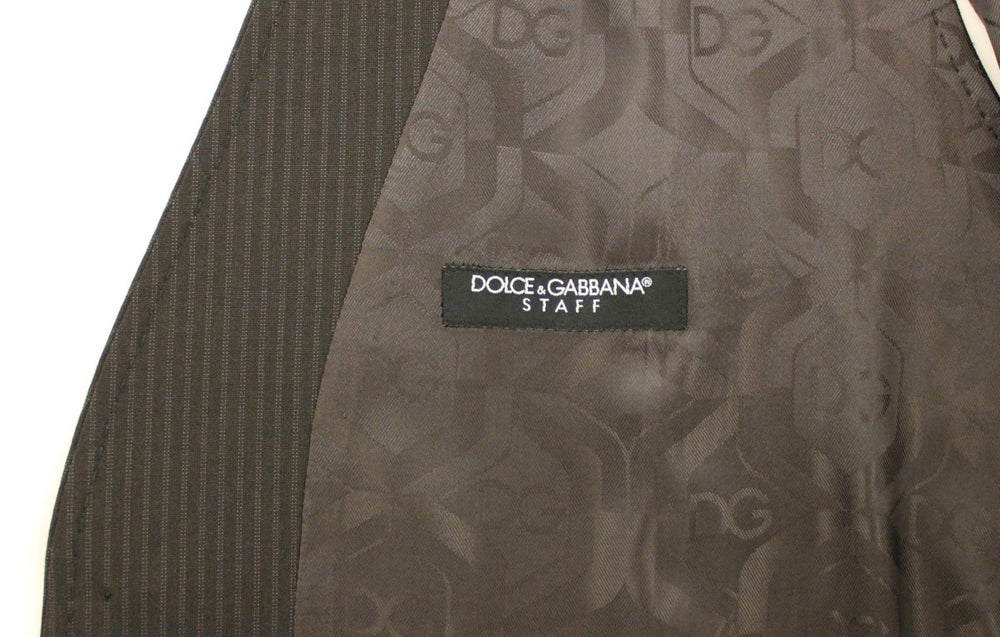 Dolce & Gabbana Brown Striped Stretch Dress Vest