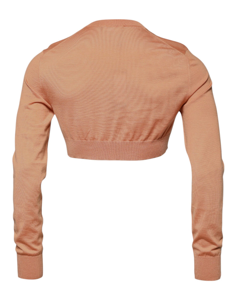 Dolce & Gabbana Beige Wool Crewneck Pullover Cropped Sweater