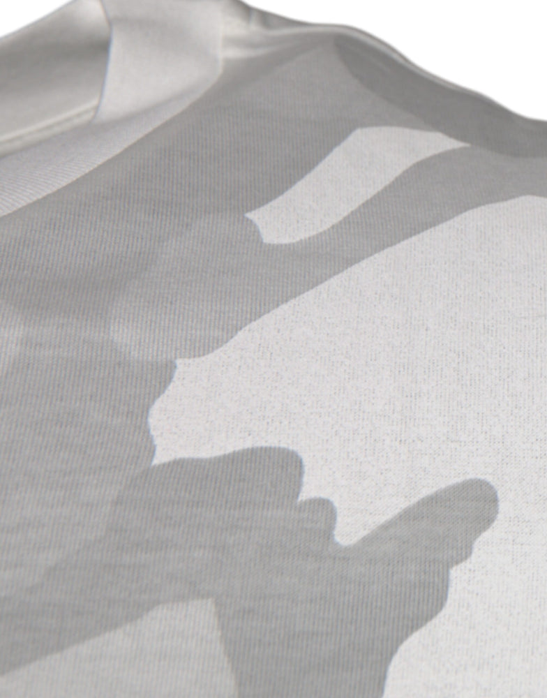 Dolce & Gabbana White Gray Camouflage Cotton Crew Neck T-shirt
