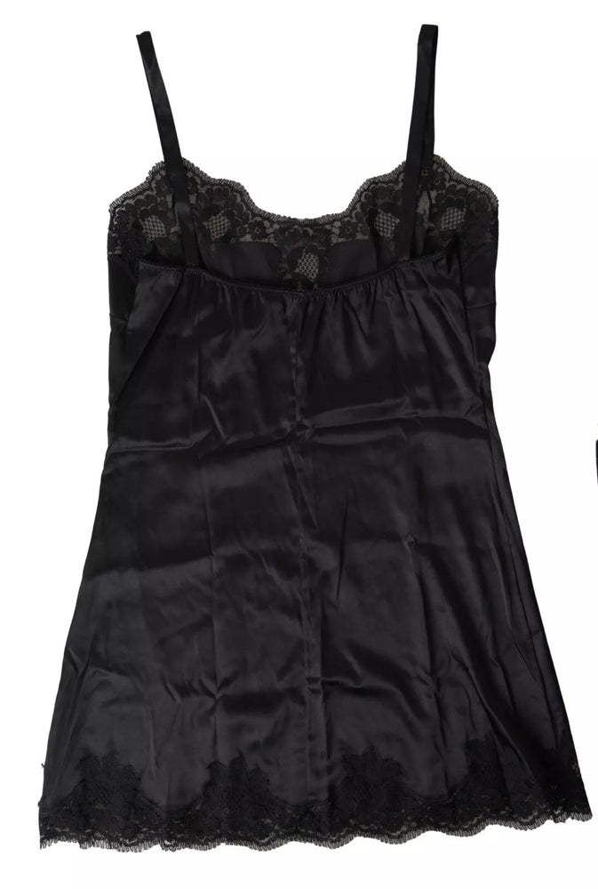 Dolce & Gabbana Black Lace Silk Sleepwear Camisole Top Underwear