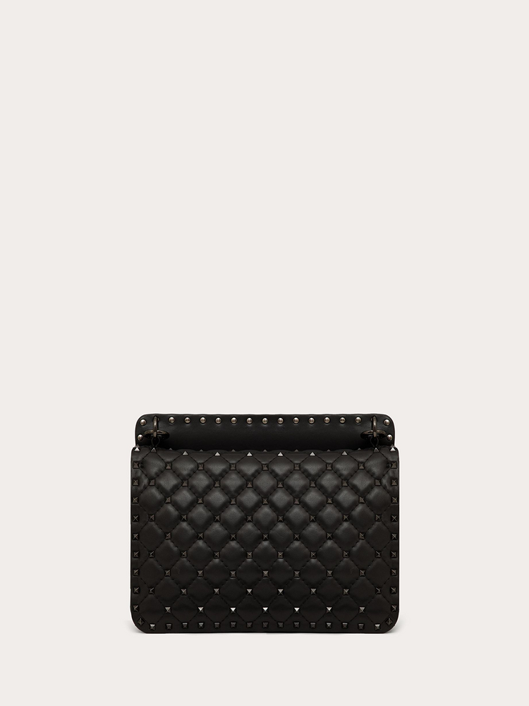 Valentino Garavani Black Nappa Leather Medium Rockstudt Spike Bag