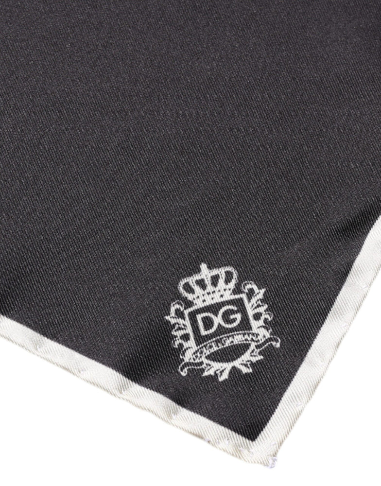 Dolce & Gabbana Black Crown Logo Square Handkerchief Scarf