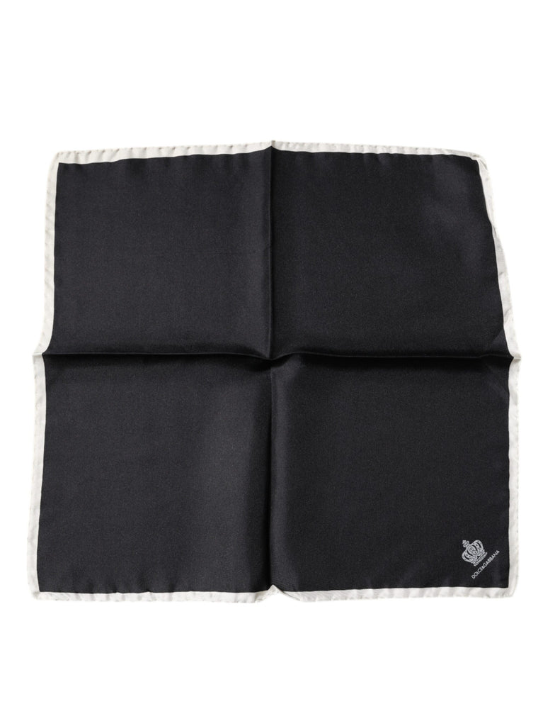 Dolce & Gabbana Black Crown Logo Square Handkerchief Scarf