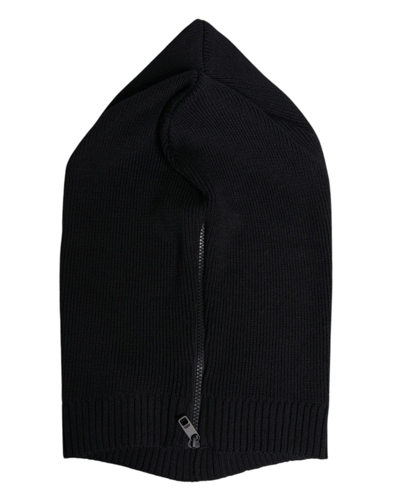 Dolce & Gabbana Black Wool Whole Head Wrap Balaclava Hat