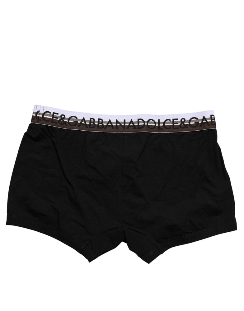 Dolce & Gabbana Black Cotton Stretch Regular Boxer Underwear