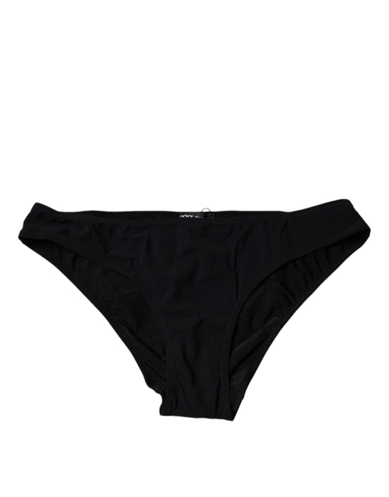 Dolce & Gabbana Black Nylon Stretch Mid Waist Panty Underwear