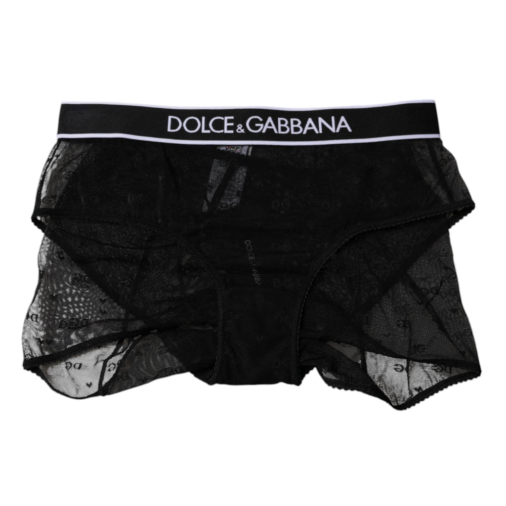 Dolce & Gabbana Black Tulle Nylon Mid Waist Panty Underwear