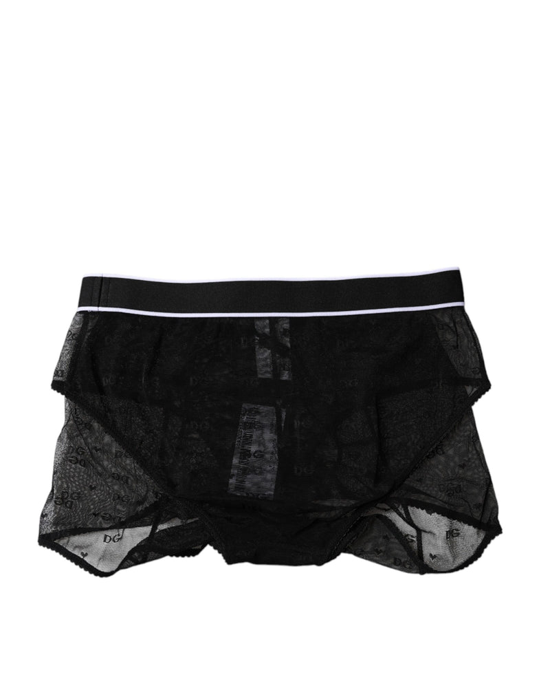 Dolce & Gabbana Black Tulle Nylon Mid Waist Panty Underwear