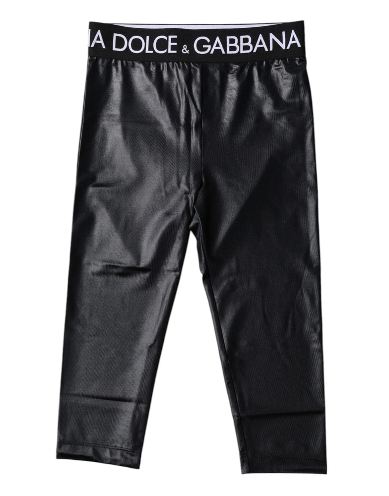 Dolce & Gabbana Black Logo Nylon Cropped Tights Pants Underwear