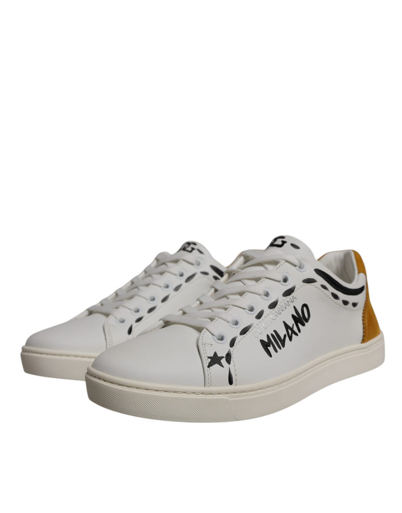 Dolce & Gabbana White Suede Leather Low Top Sneakers Shoes