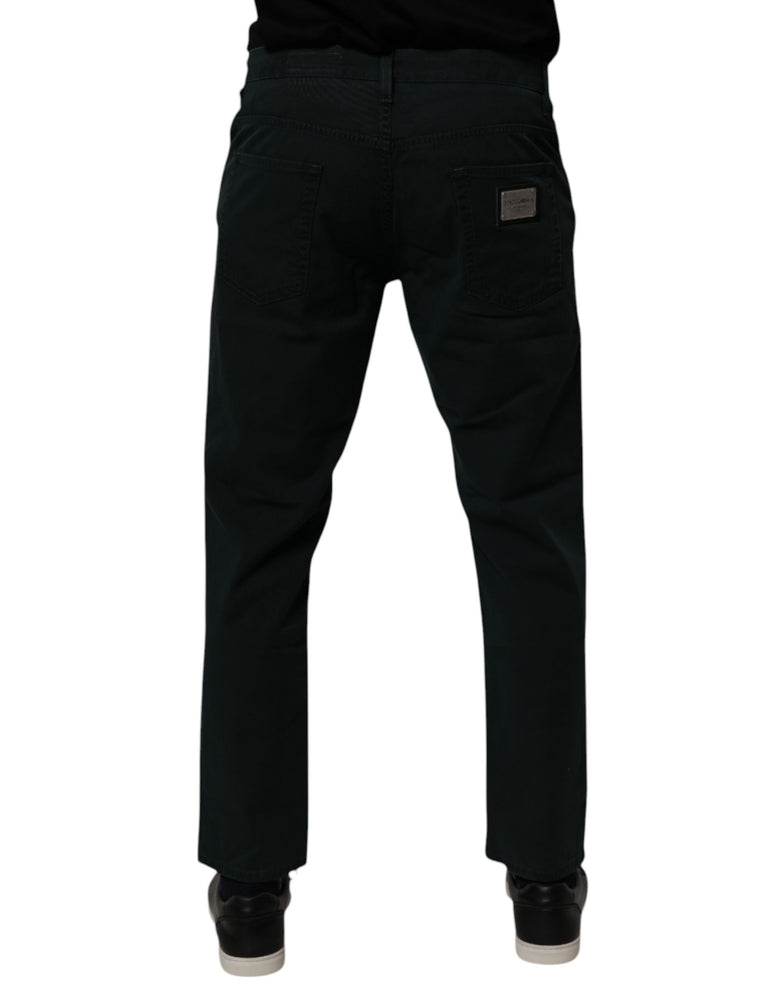 Dolce & Gabbana Dark Green Cotton Loose Men Denim Jeans