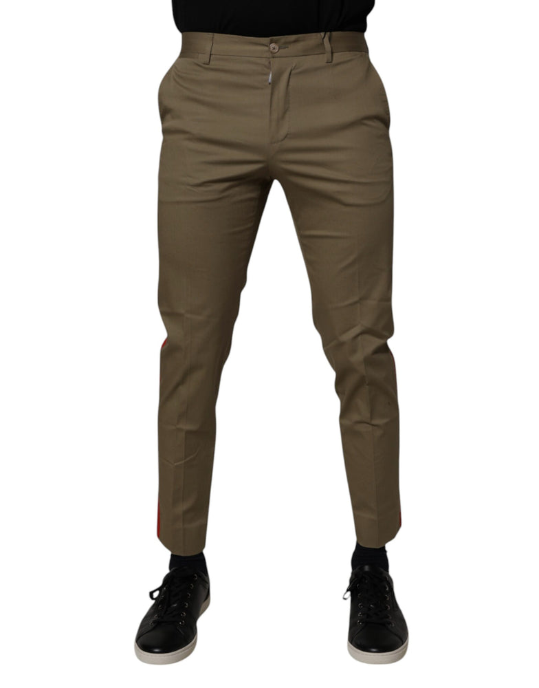 Dolce & Gabbana Dark Khaki Cotton Tapered Pants