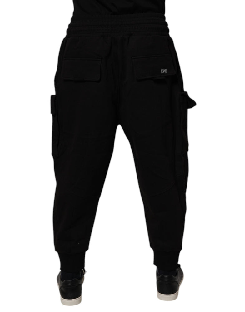 Dolce & Gabbana Black Cotton Men Cargo Jogger Sweatpants Pants