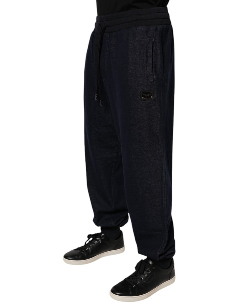 Dolce & Gabbana Black Jacquard Cotton Jogger Sweatpants Pants