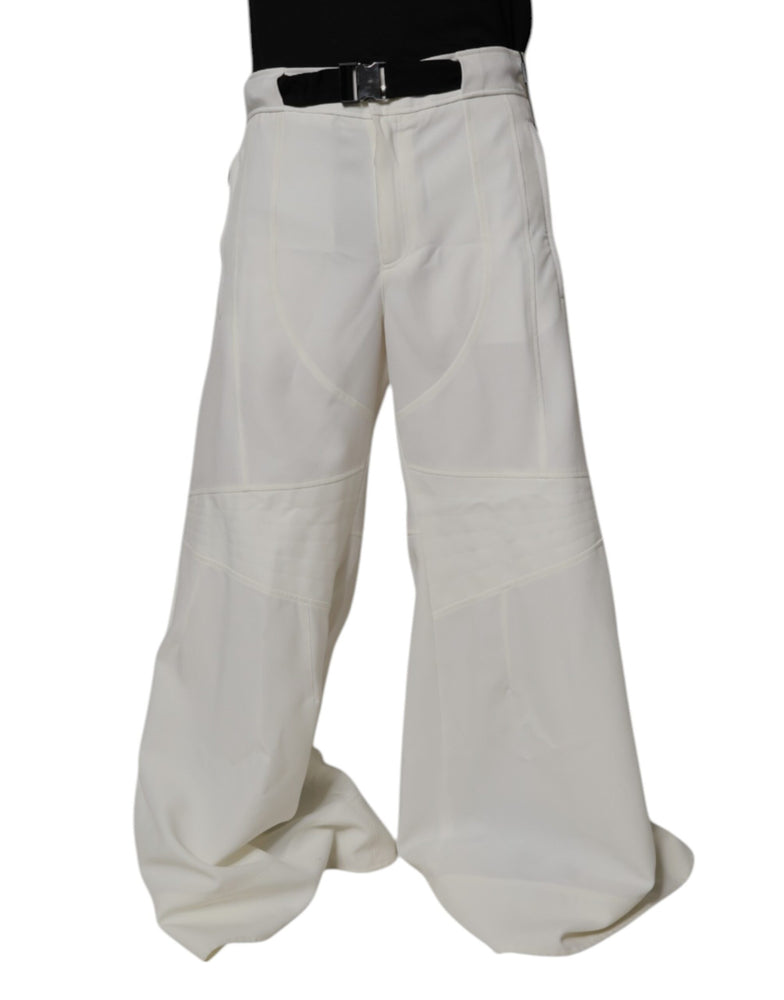 Dolce & Gabbana White Mid Waist Wide Leg Pants