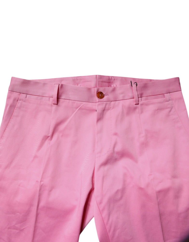 Dolce & Gabbana Pink Cotton Slim Fit Men Dress Formal Pants
