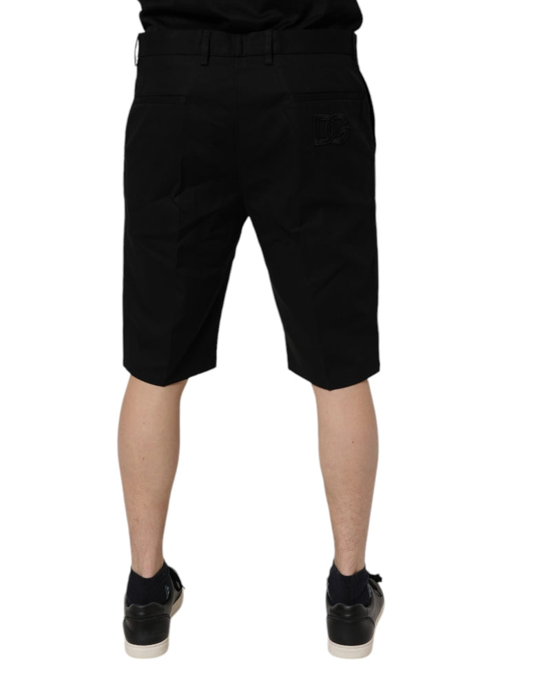 Dolce & Gabbana Black Cotton Stretch Mid Waist Bermuda Shorts